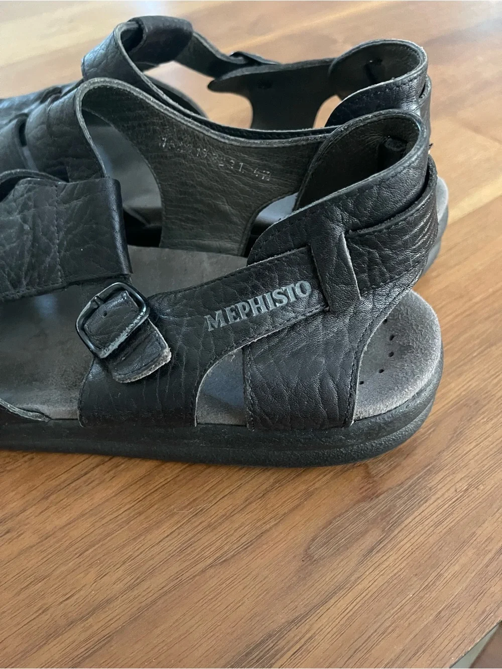 Mephisto Men’s Black Woven Leather Fisherman Sandals